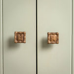 Bamboo Square Knob, Aged Brass
