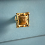 Bamboo Square Knob, Lacquered Brass Front