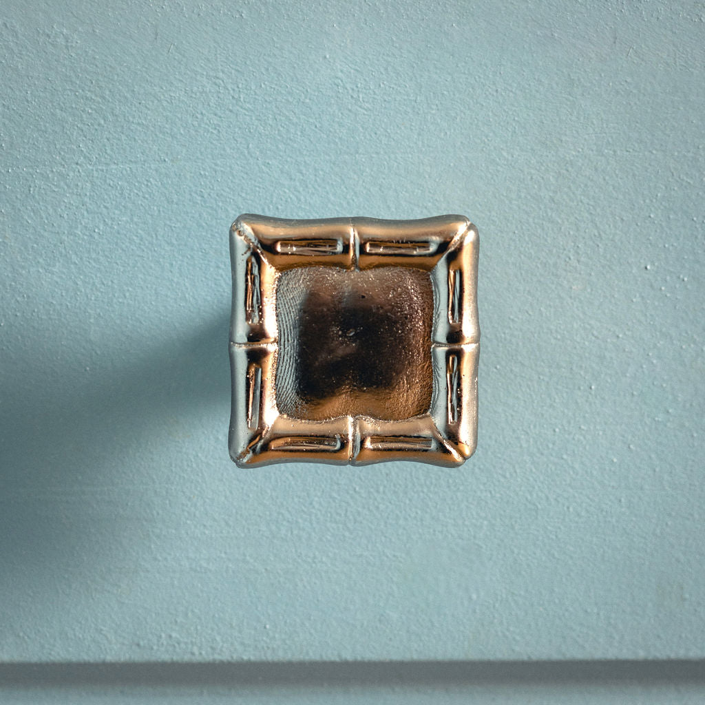 Bamboo Square Knob, Polished Chrome