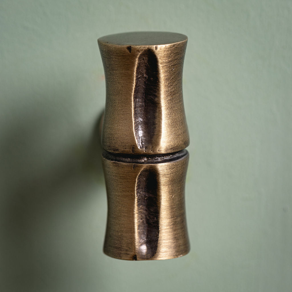 Bamboo T-Bar Knob, Aged Brass side