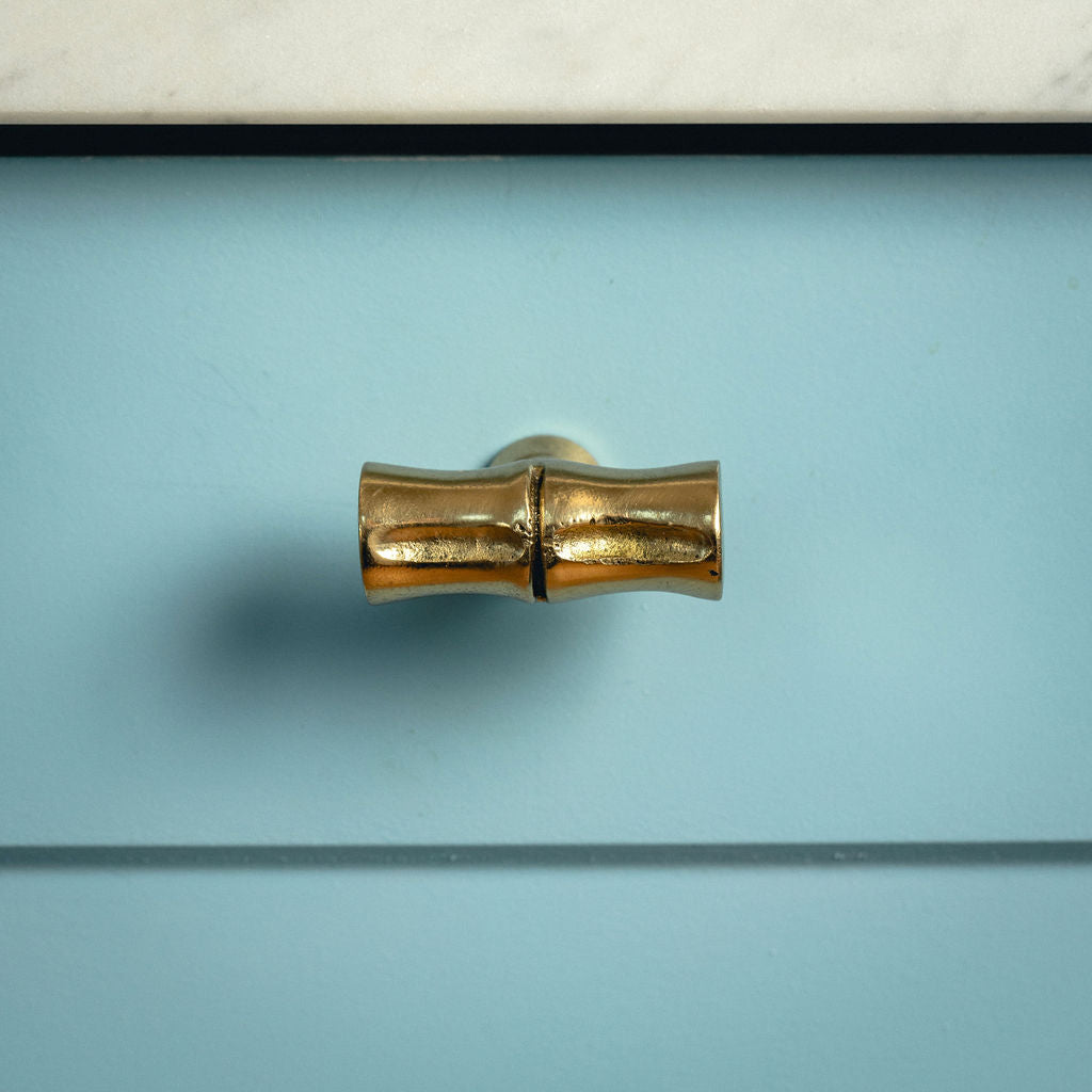 Bamboo T-Bar Knob, Lacquered Brass front