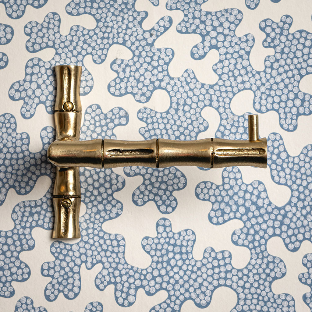 Bamboo Toilet Paper Holder, Lacquered Brass