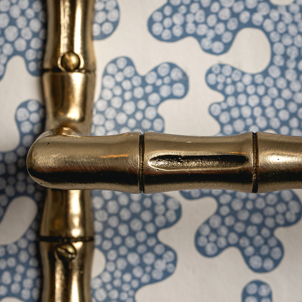 Bamboo Toilet Paper Holder, Lacquered Brass close up