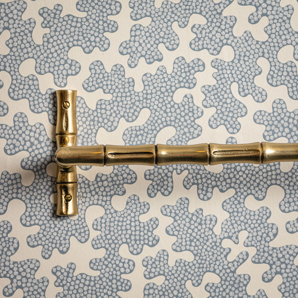 Bamboo Towel Bar, Lacquered Brass close up