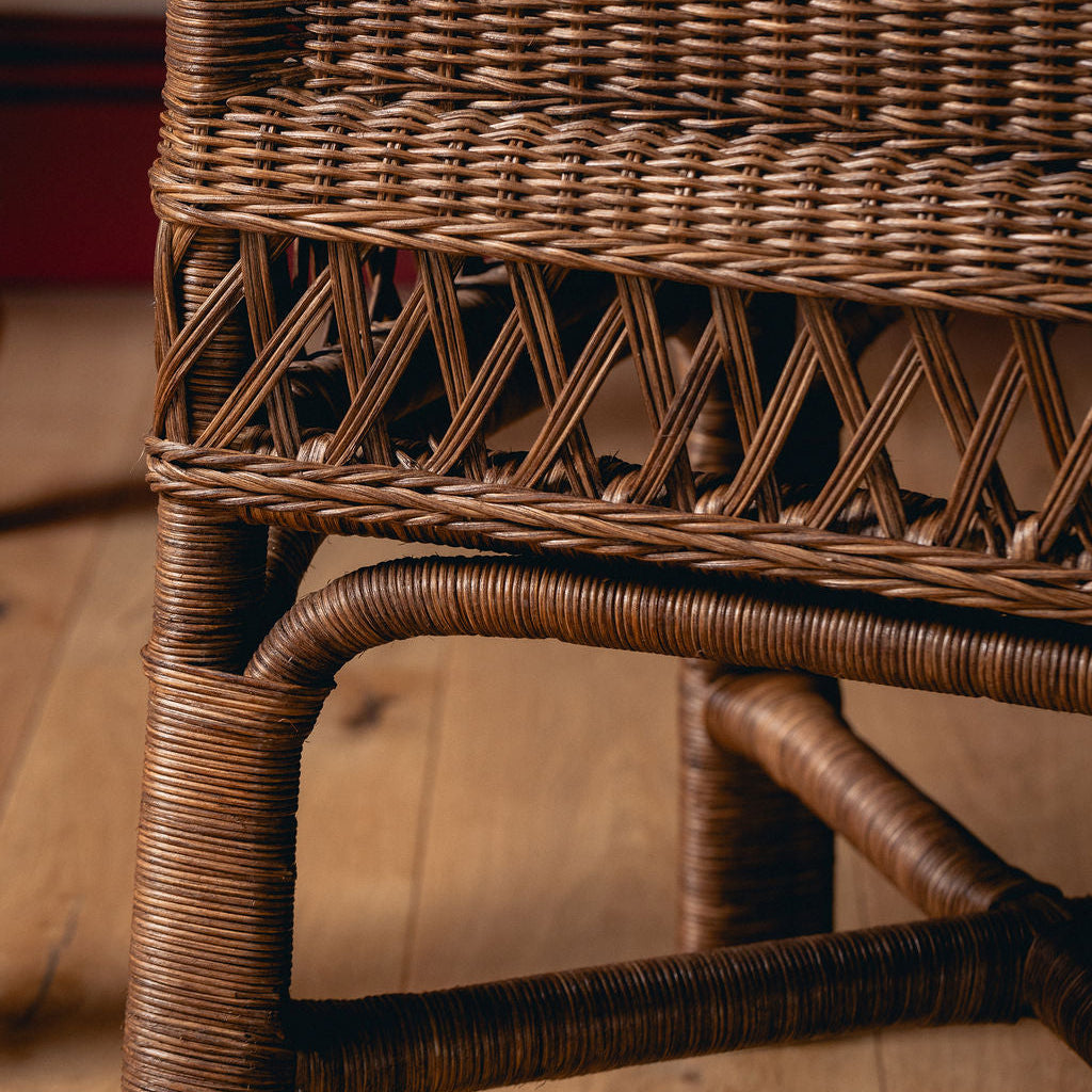 Cecily Rattan Dining Chair, Teak lifestyle back closeup two