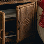 Cecily Rattan Nightstand, Teak close up
