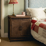 Cecily Rattan Nightstand, Teak lifestyle side