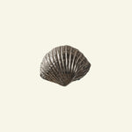 Metallic shell decorative item on a beige background