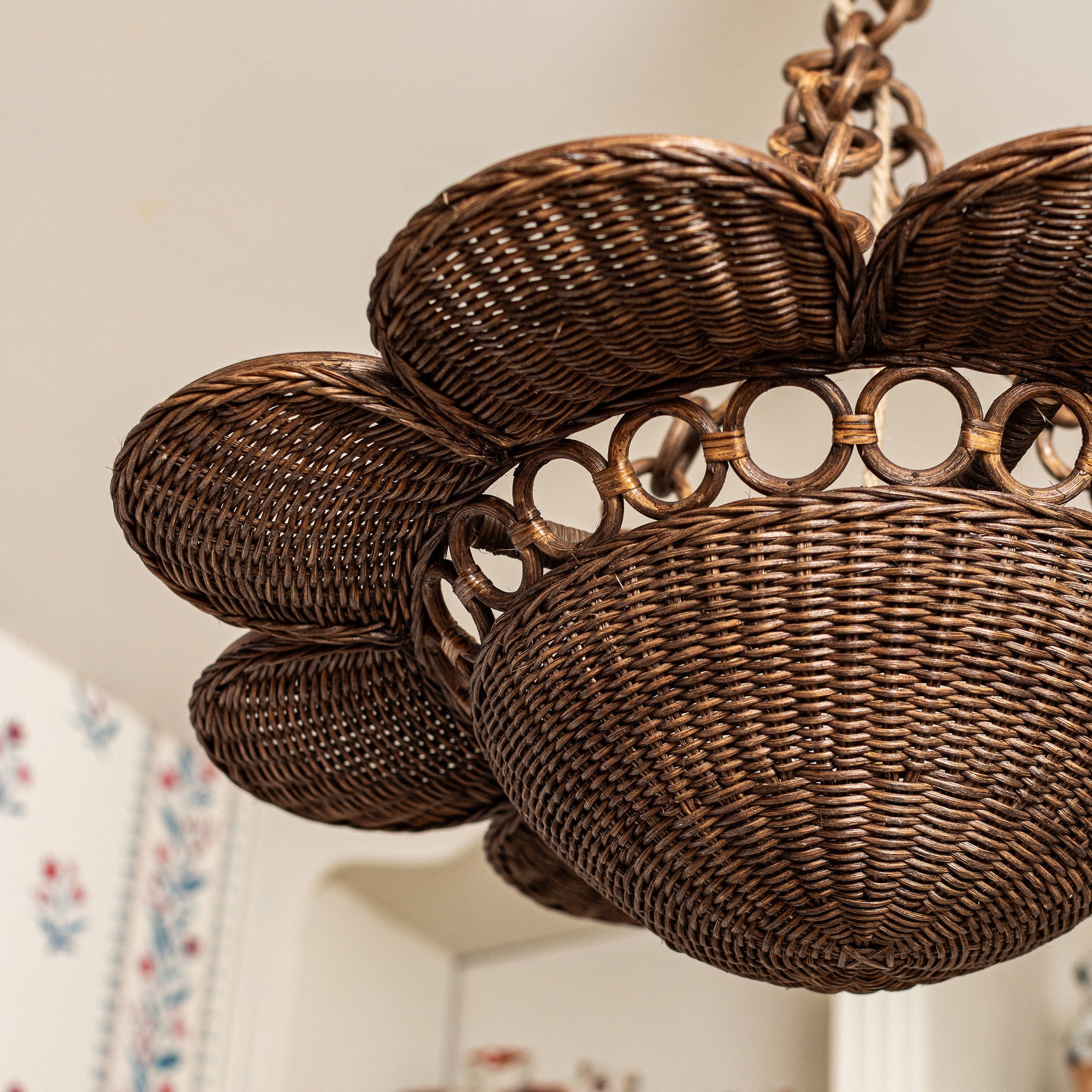 Dahlia Rattan Pendant Shade lifestyle close up base