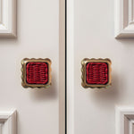 Delilah-square-knob-red-gold