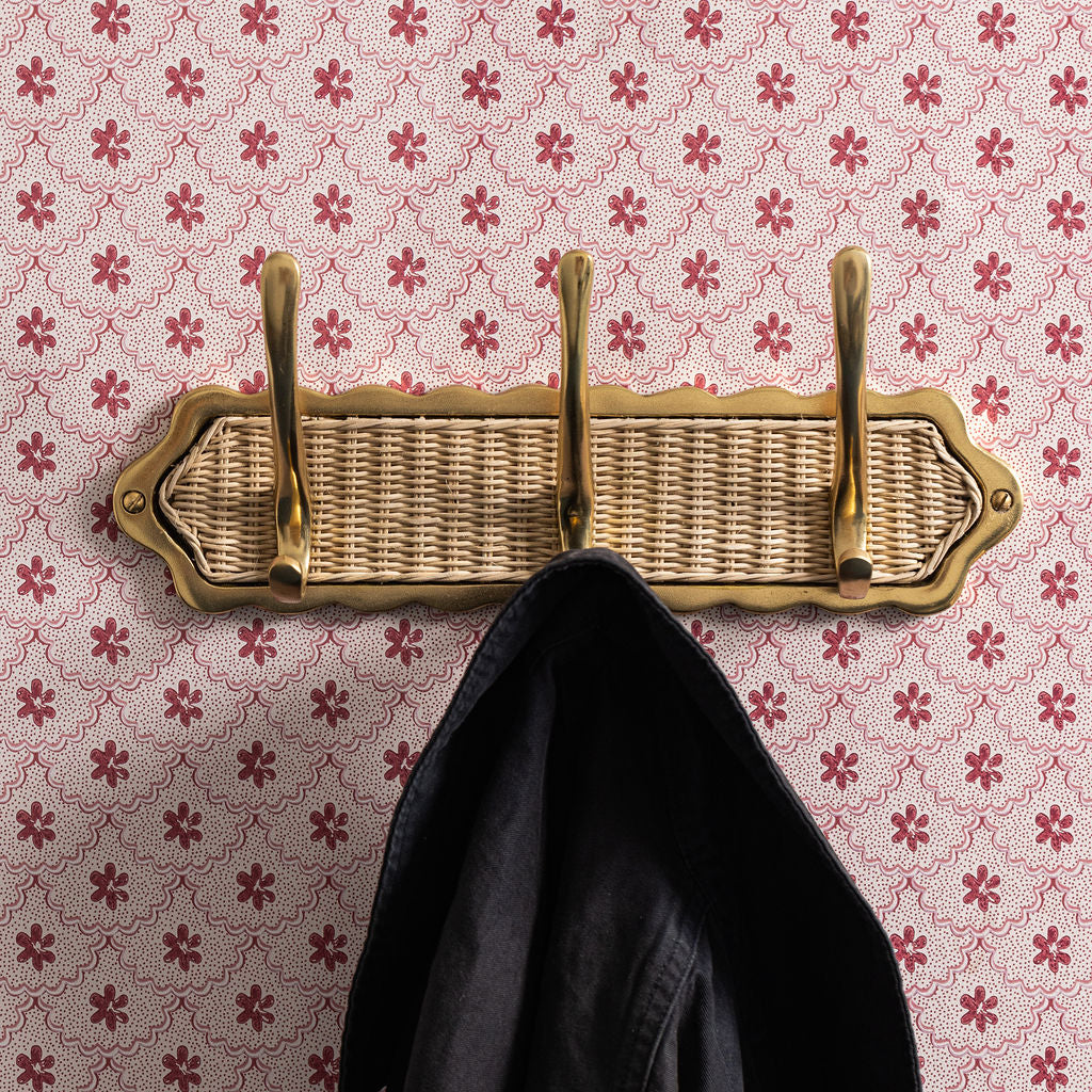 Delilah 3-Hook Rack, Brass & Natural lifestyle