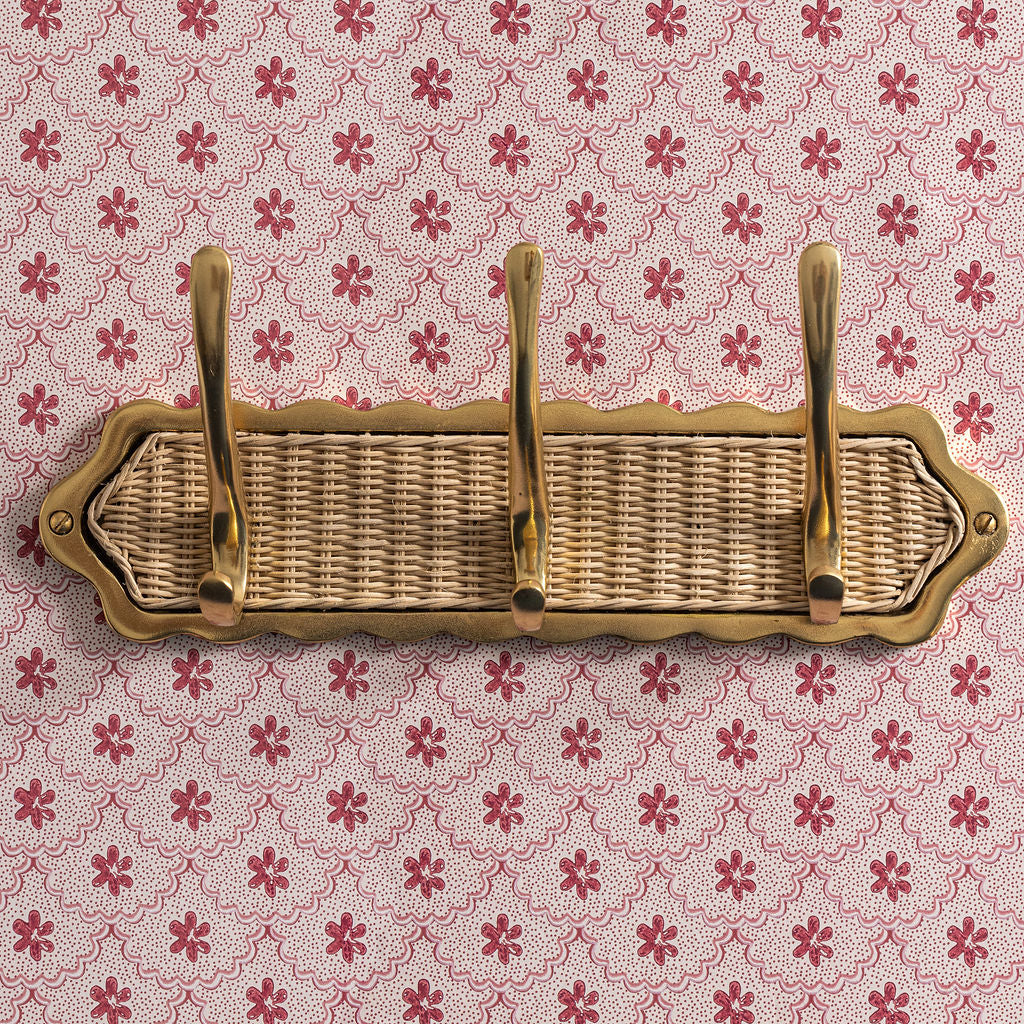 Delilah 3-Hook Rack, Brass & Natural lifestyle front