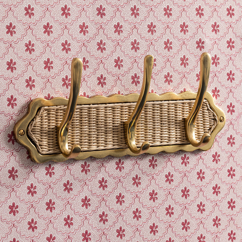Delilah 3-Hook Rack, Brass & Natural lifestyle two