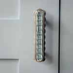Delilah Handle Blue, Polished Chrome on blue