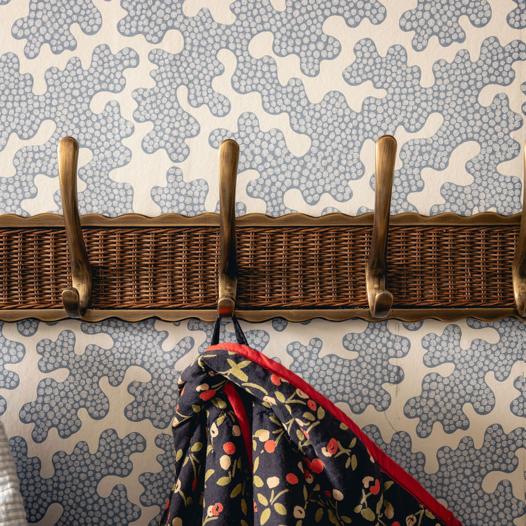 Delilah Hook Rail, Teak & Aged Brass lifestyle close up