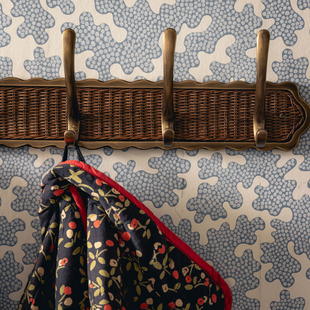Delilah Hook Rail, Teak & Aged Brass lifestyle closeup