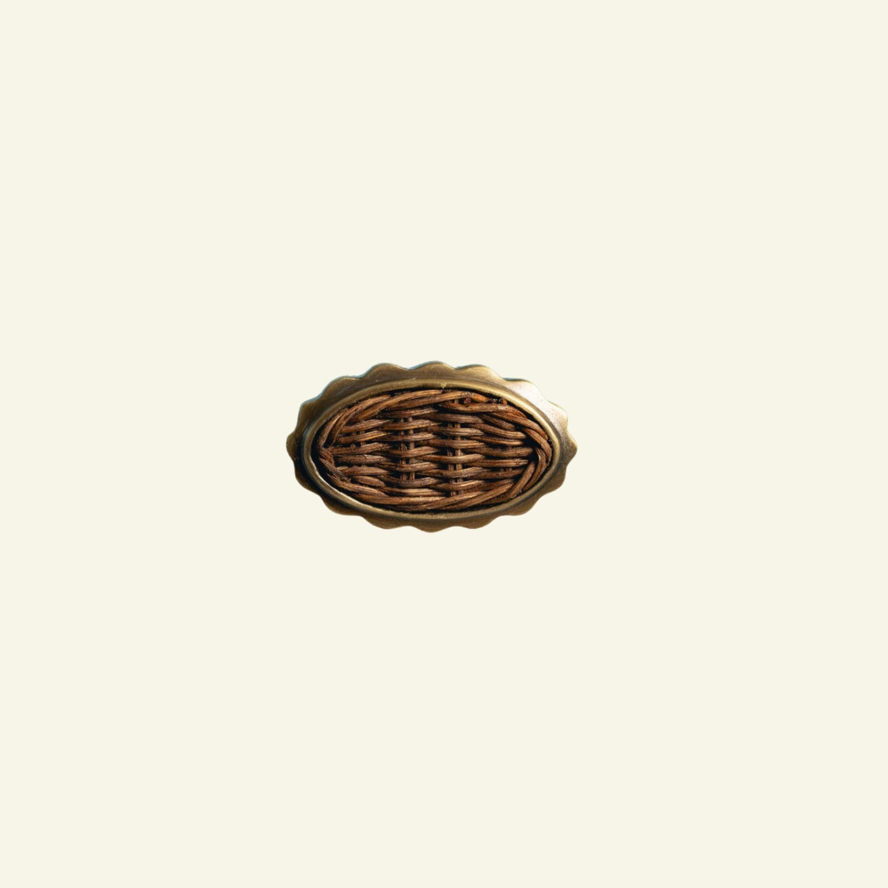 Delilah Oval Knob Teak, Aged Brass