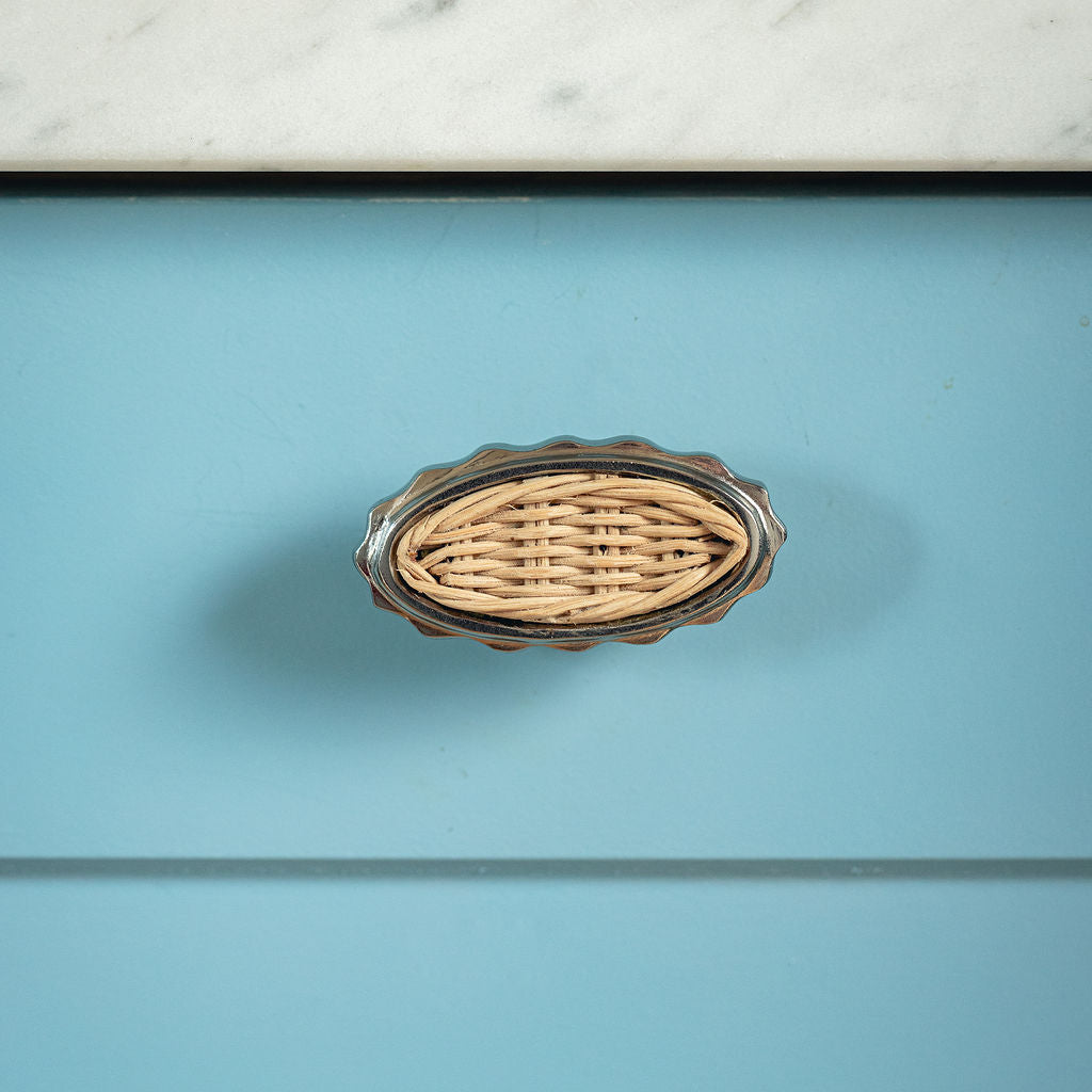 Delilah Oval Knob, chrome & Natural lifestyle two