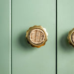 Delilah Round Knob, Gold & Natural life style close up