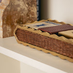 Delilah Small Tray, Brass & Teak lifestyle close up