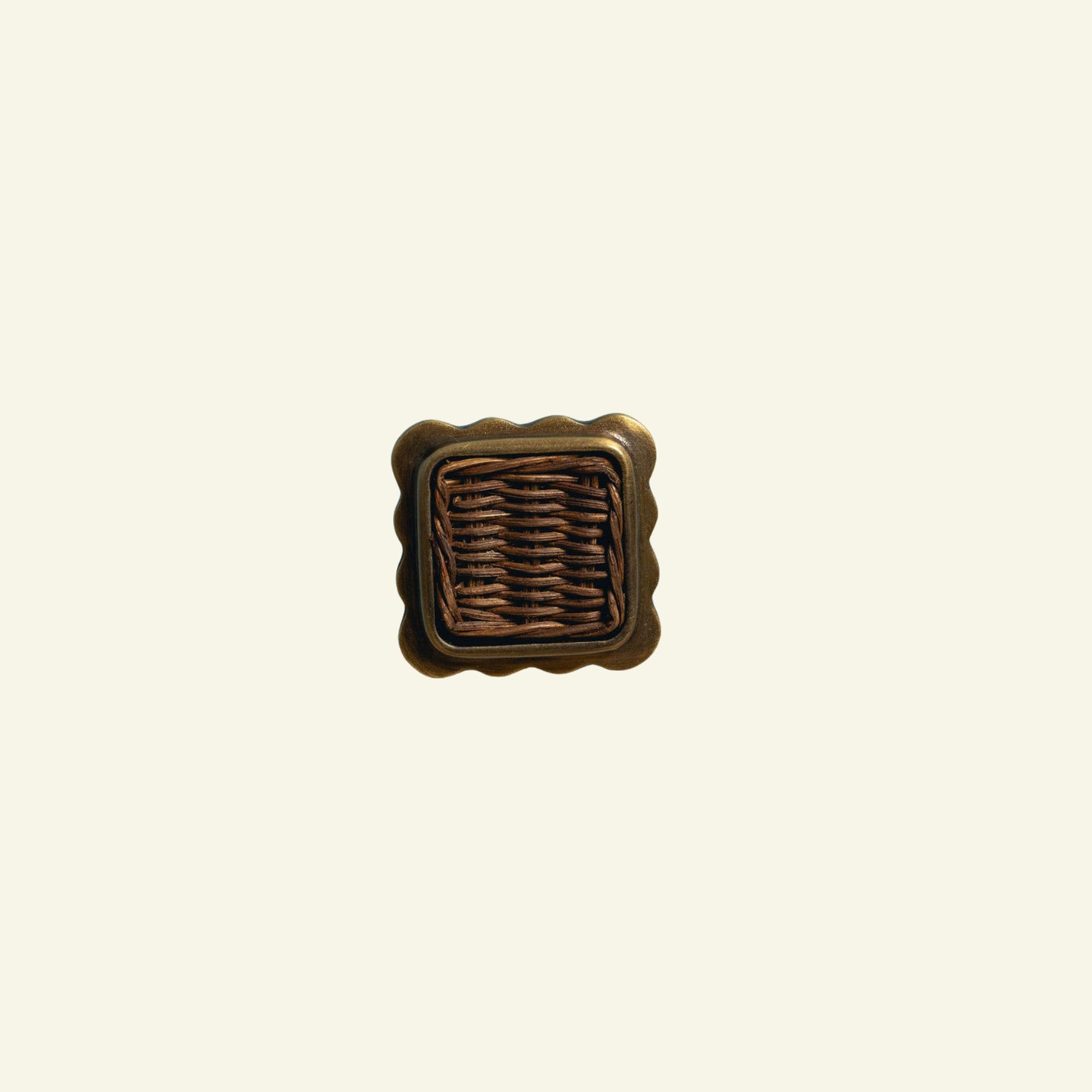 Delilah Square Knob Teak, Aged Brass