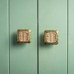 Delilah Square Knob, brass & Natural lifestyle single