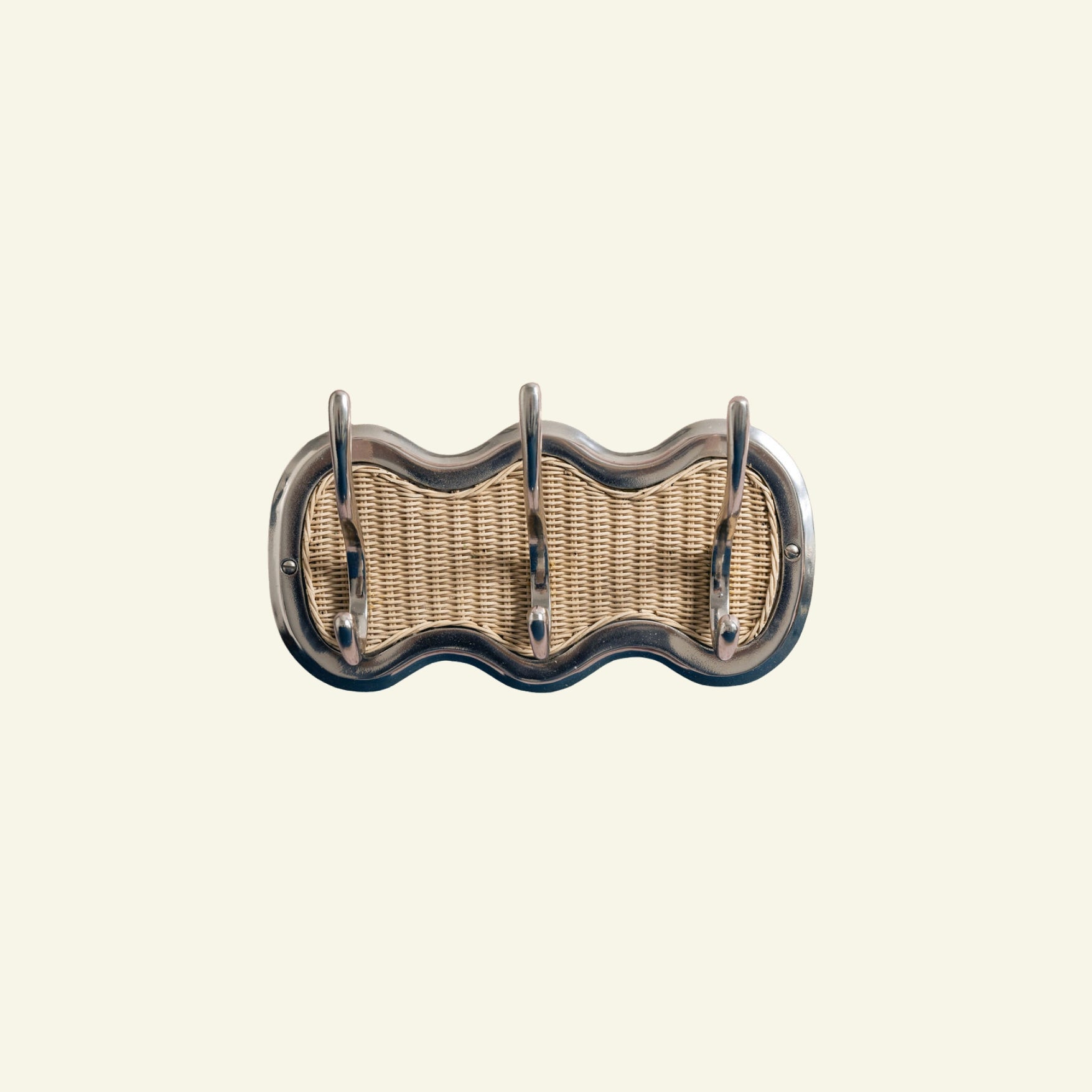 Eliza 3-Hook Rail, Chrome & Natural