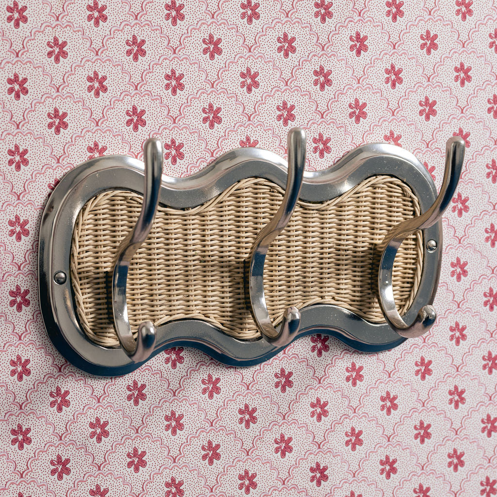 Eliza 3-Hook Rail, chrome & natural front on side