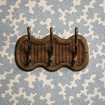 Eliza Hook Rail, Teak & Aged Brass close up front