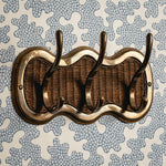 Eliza Hook Rail, Teak & Aged Brass close up side