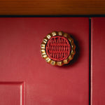 Eloise Round Knob Red, Lacquered Brass on red