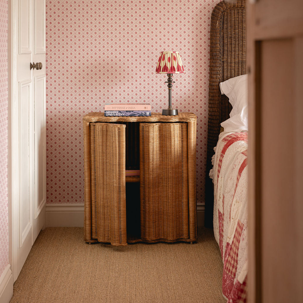 Flute Rattan Side Table, Oak