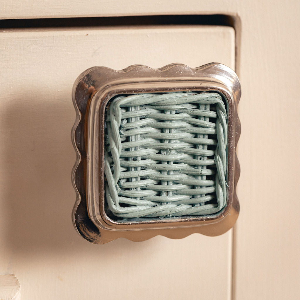 Delilah Square Knob Blue, Polished Chrome