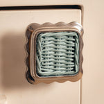 Delilah Square Knob Blue, Polished Chrome