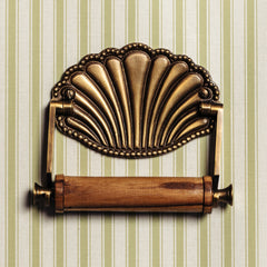 Shell Toilet Roll Holder, Antique Brass