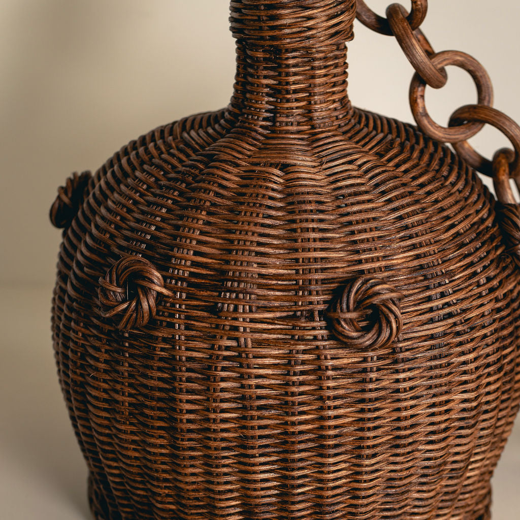 Heather Rattan Pendant Shade, Small lifestyle close up