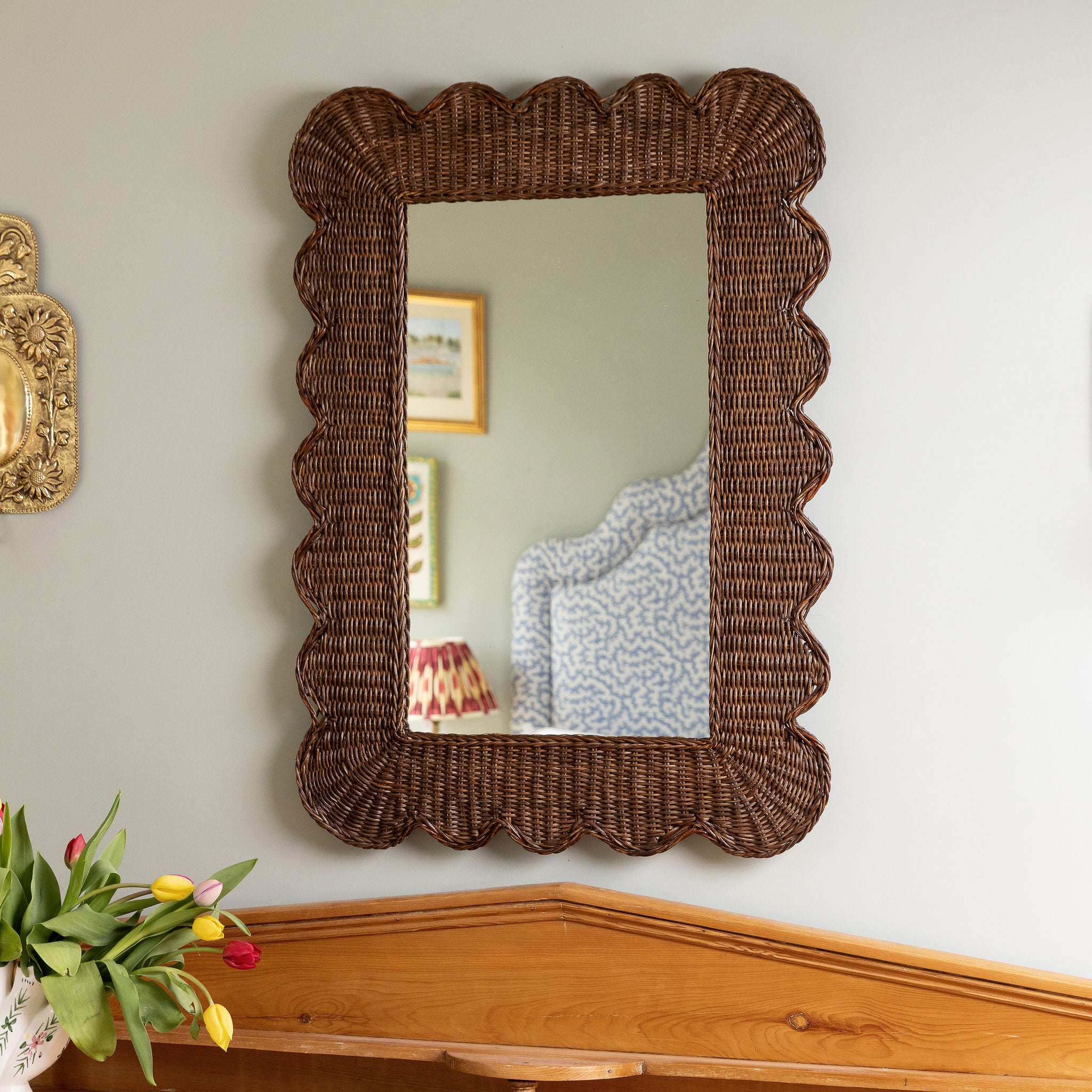 Mimi-scalloped-mirror-large-teak-lifestyle-front-on