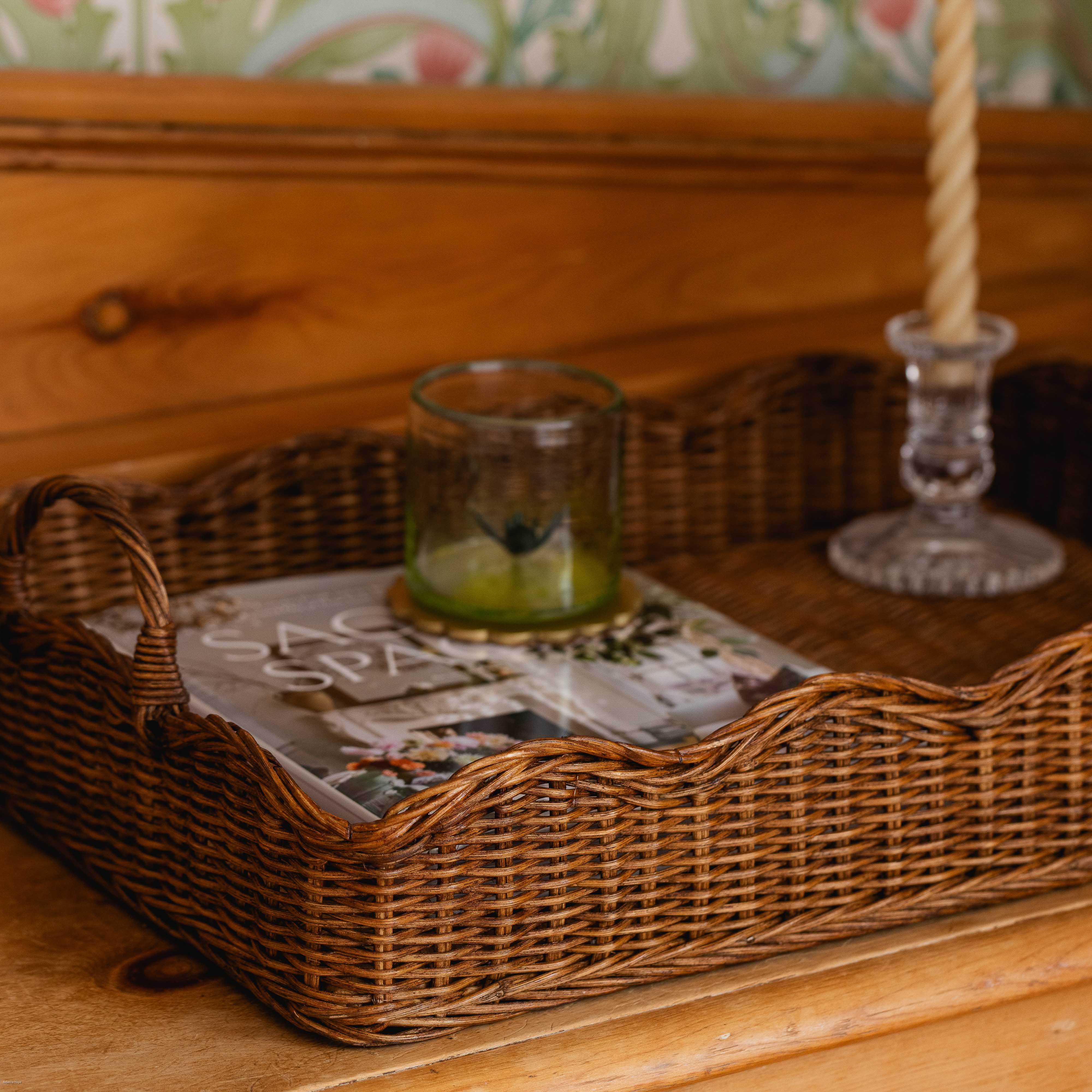 Rattan-scalloped-tray-medium-teak-close-up
