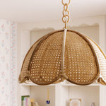 Riviera woven pendant light fixture in a room setting