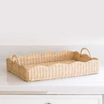 Scalloped Rattan Tray