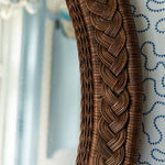 Serena-oval-mirror-teak-large-on-a-chest-of-drawer-close-up-image