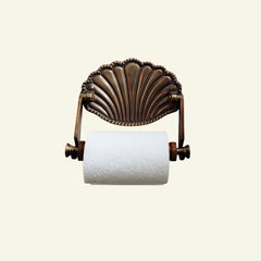 Shell-toilet-roll-holder-aged-brass