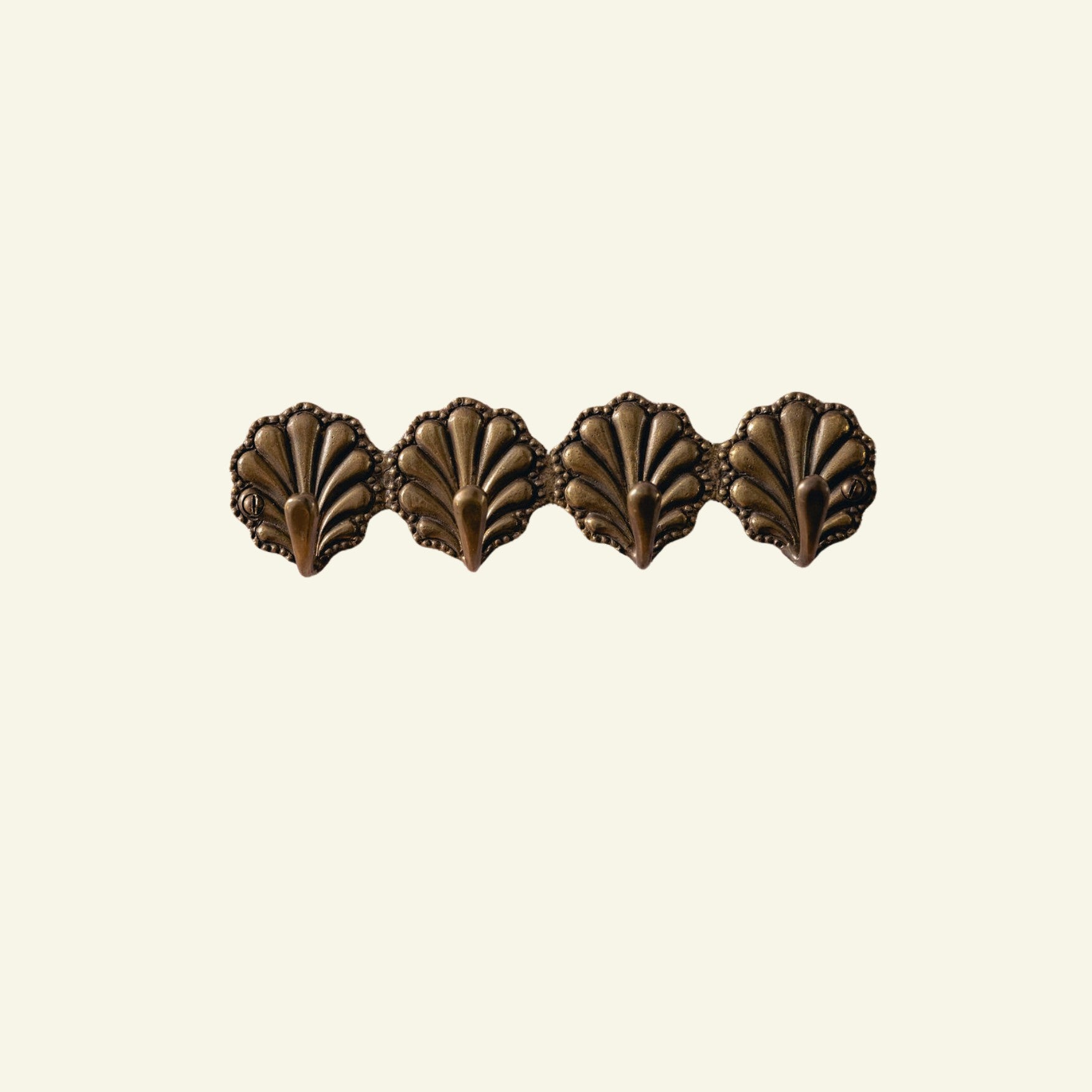 Shell Coat Hooks, Aged Brass