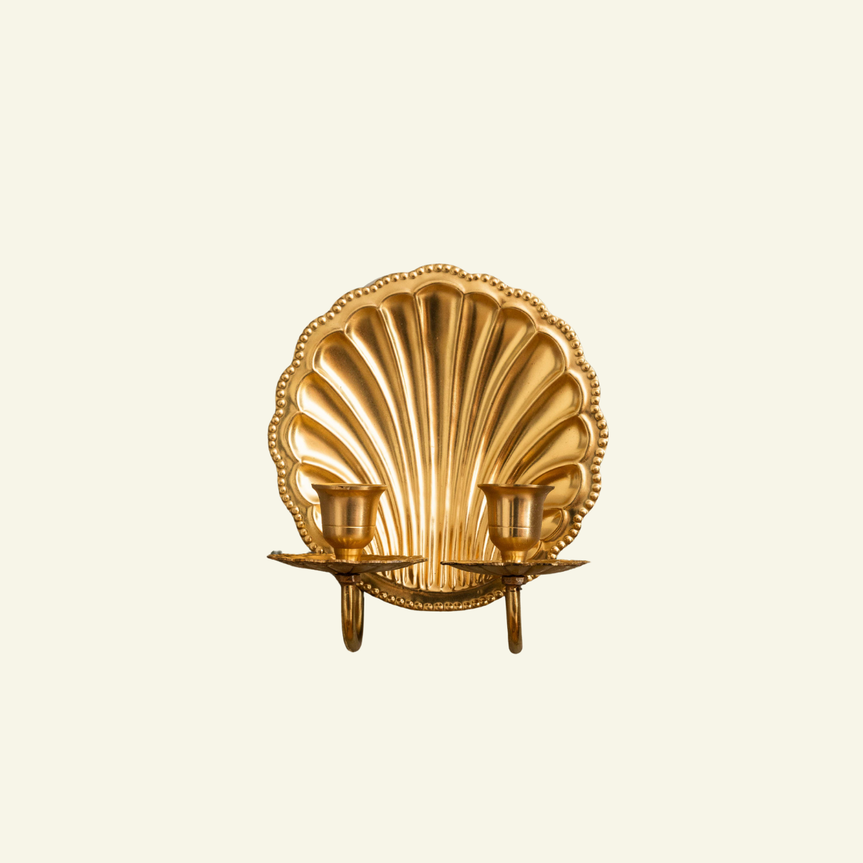 Shell-brass-candle-holder-dual