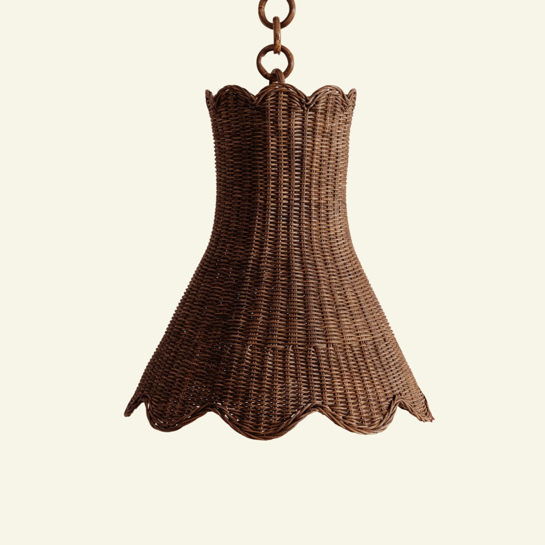 Calla wicker hanging lantern on a beige background