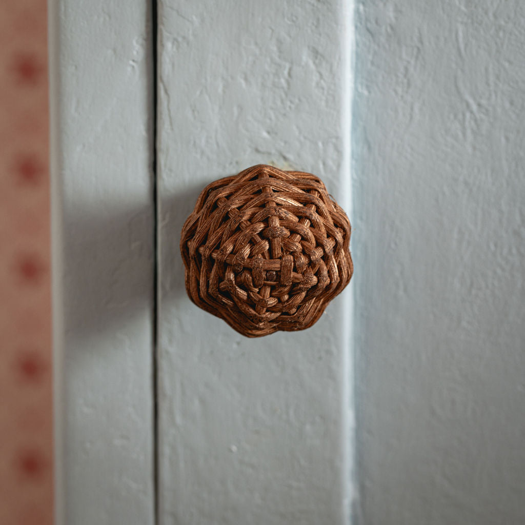 Willow Rattan Knob, Small Teak front image