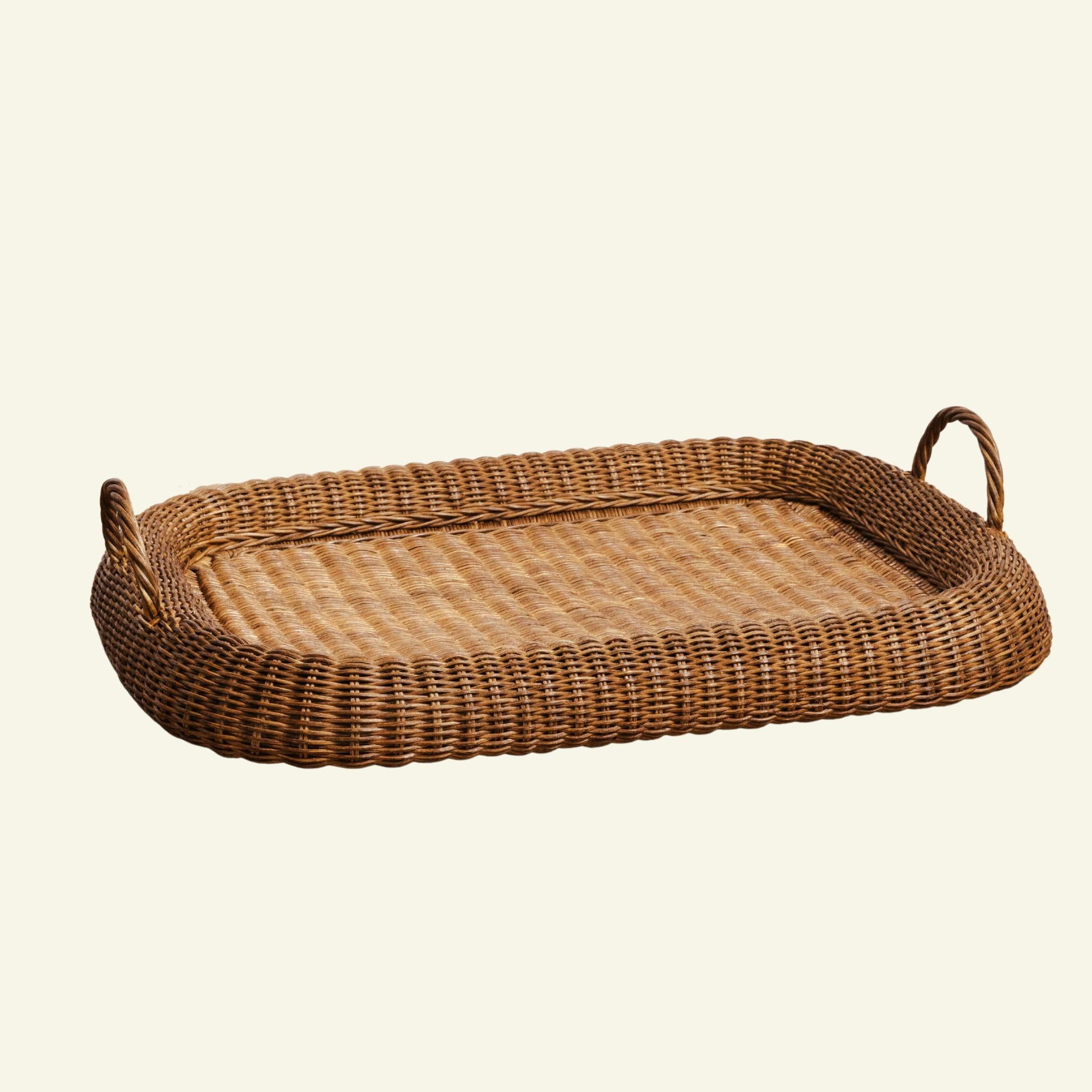 Rattan Big Chunky Tray | Wicker Serving Tray | Hastshilp.co.uk